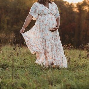 Baltic Born Maxi Dress Cream and Rust- 2XL